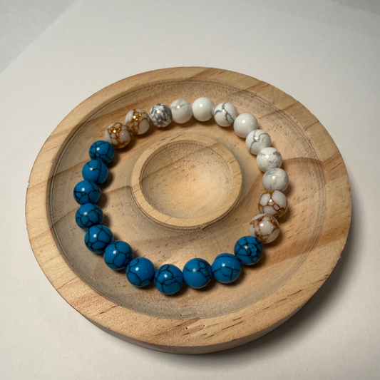 Blue Turquoise and Howlite Bracelet