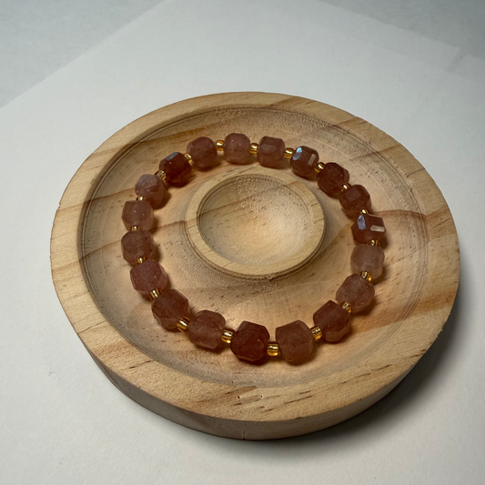 Strawberry Quartz Cube Bracelet