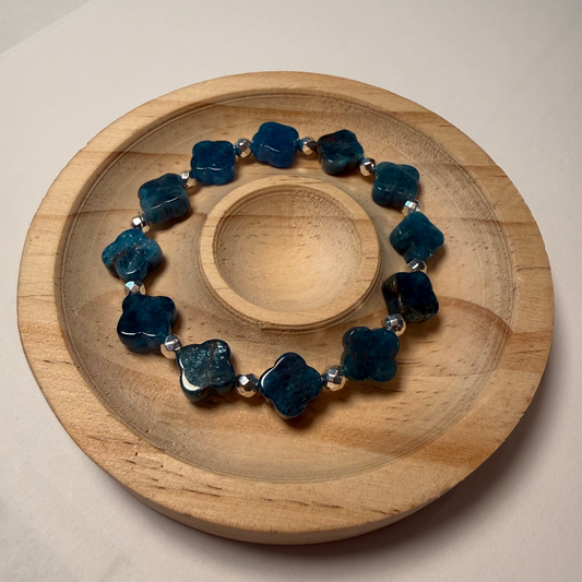 Blue Apatite Clover Crystal Bracelet