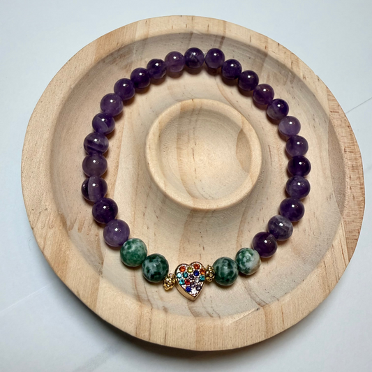 Heart Charm Amethyst Bracelet