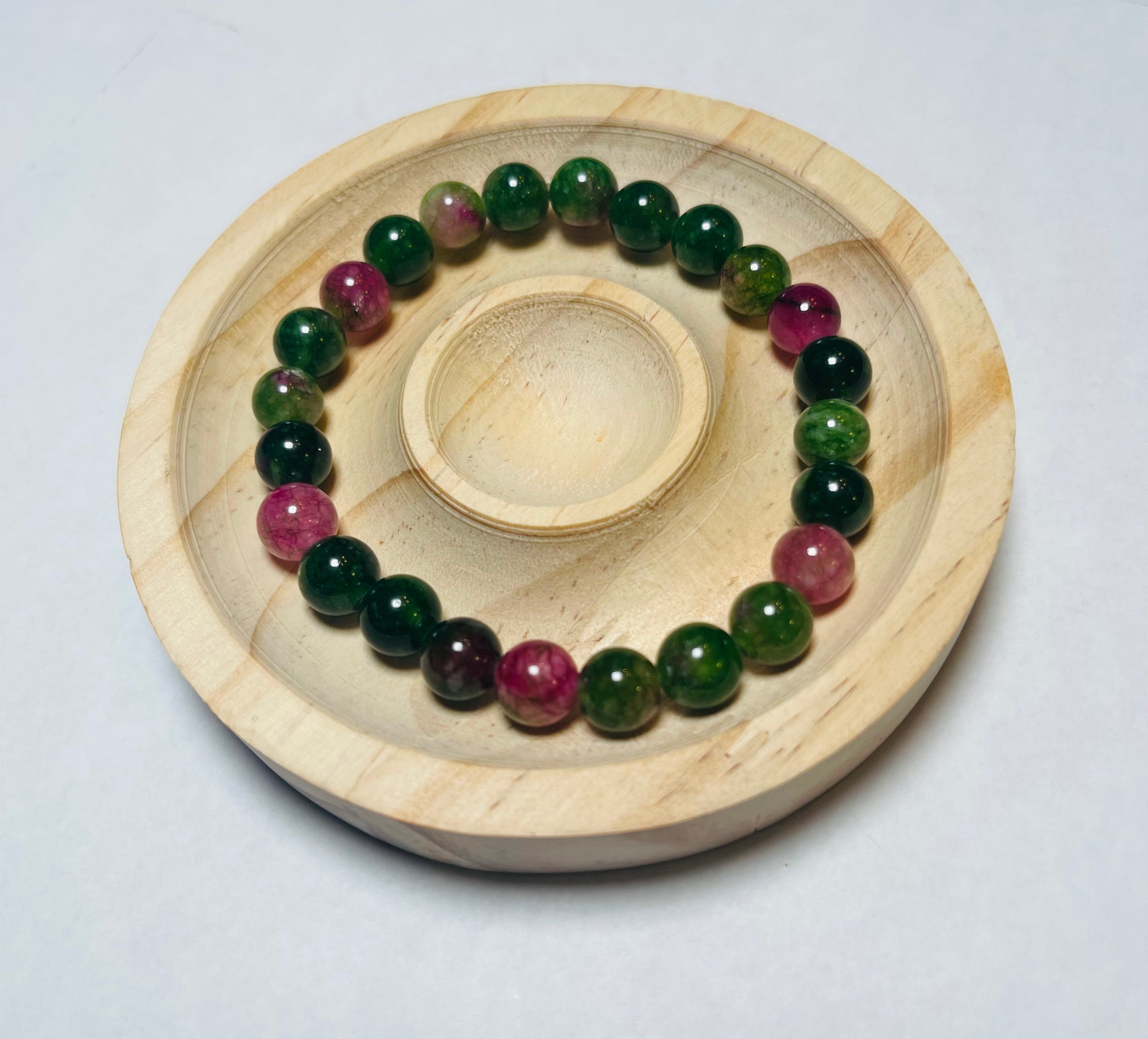 Green + Pink Jade Bracelet