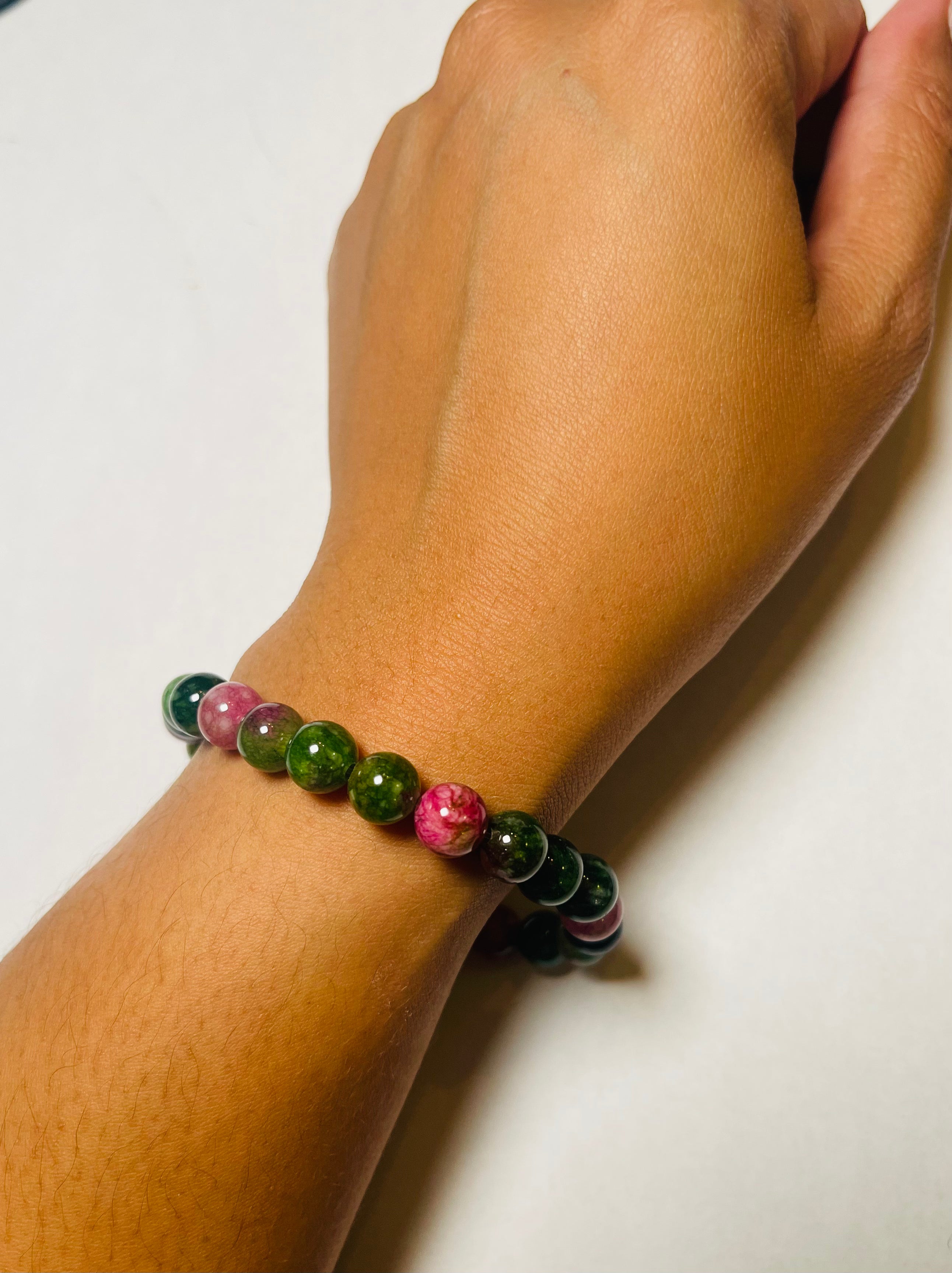 Green + Pink Jade Bracelet