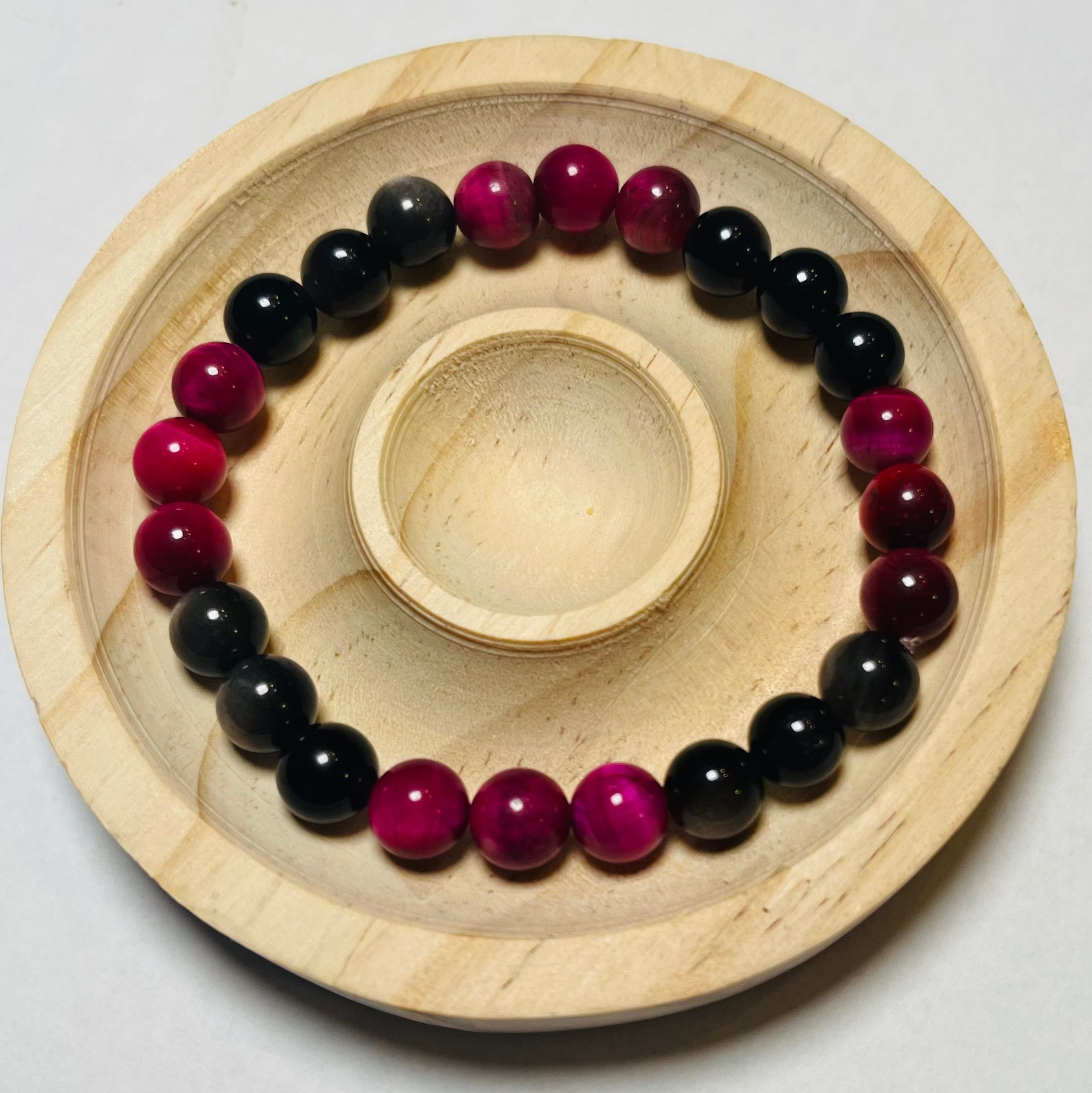 Black + Pink Crystal Bead Bracelet