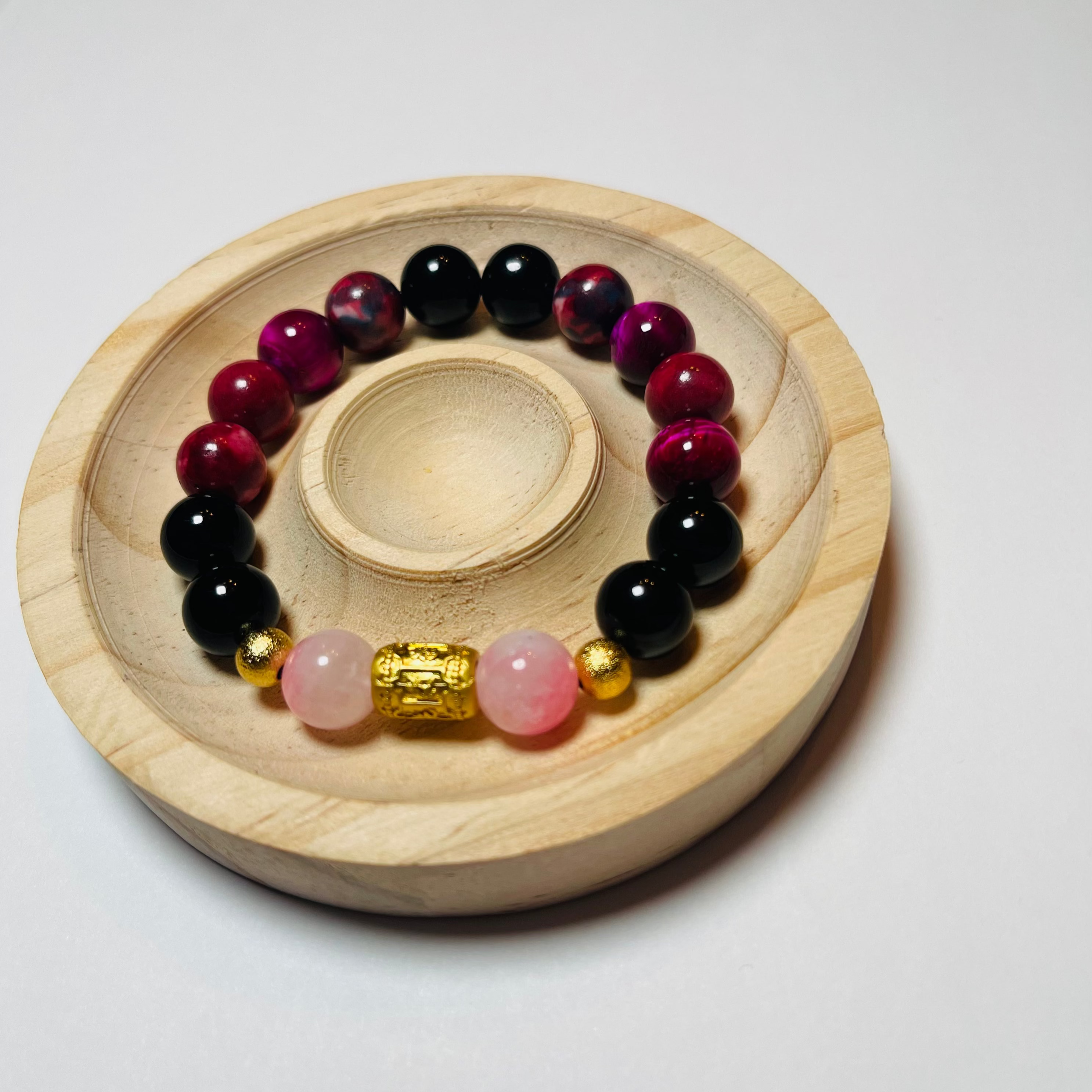 Black + Pink Multi Colored Crystal Bracelet
