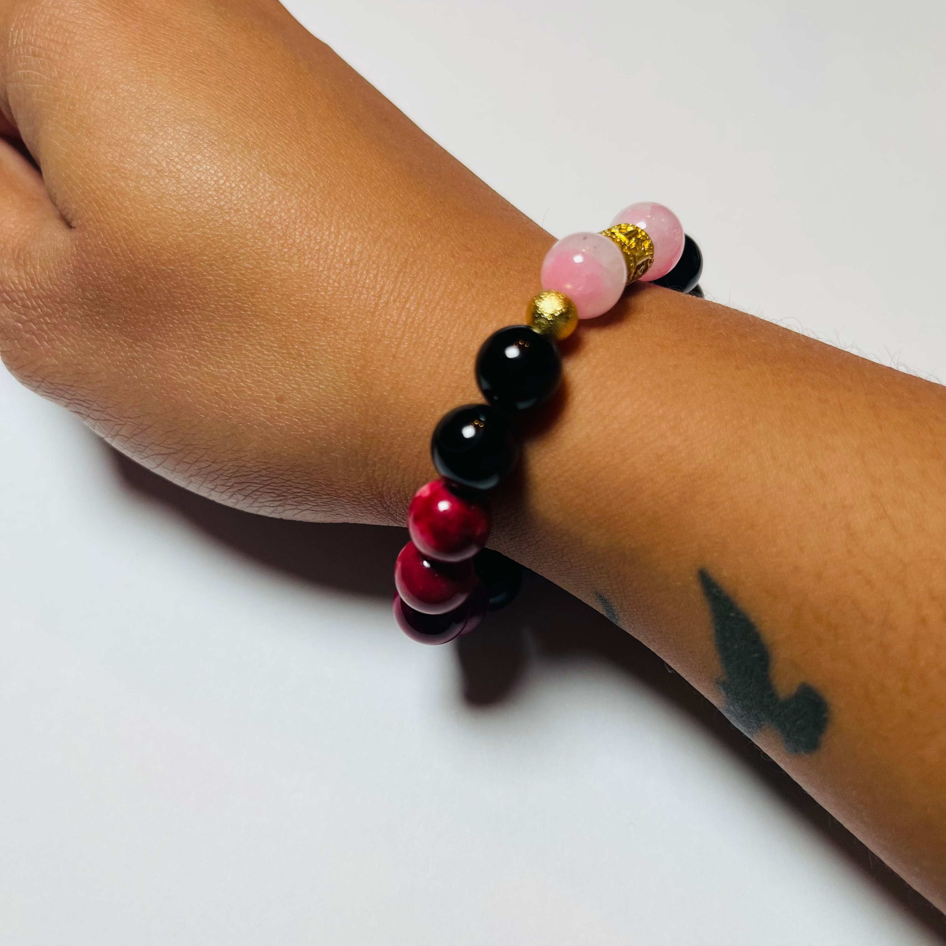 Black + Pink Multi Colored Crystal Bracelet