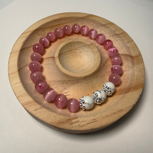 Pink Cat Eye Bead Bracelet