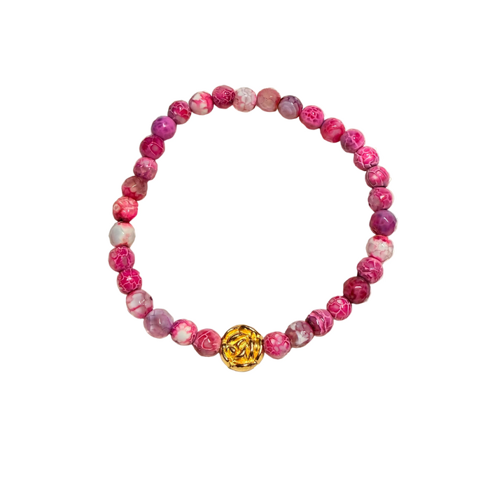 Pink Crackle Agate Bracelet