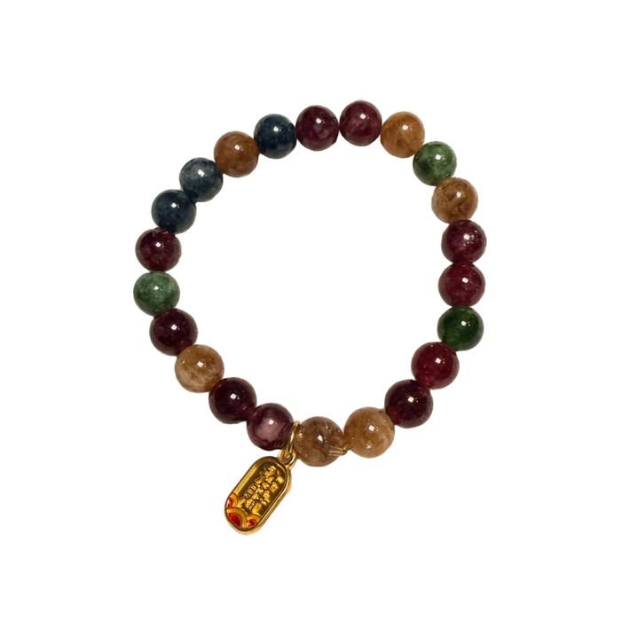Jade Mix Bracelet with Gold Talisman