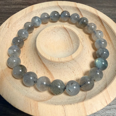 Beaded bracelet on a wooden surface
