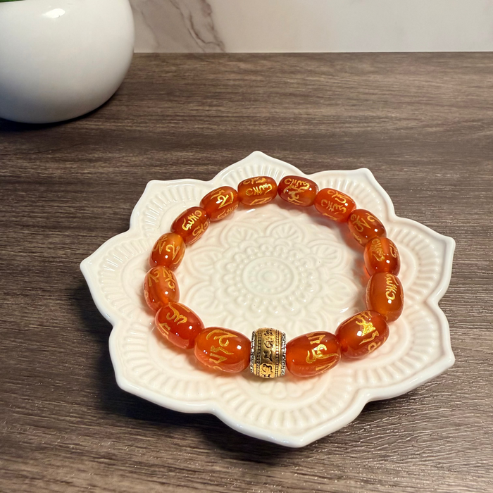 Orange Mantra Agate Bracelet