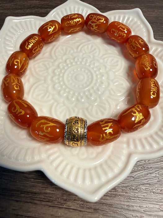 Orange Mantra Agate Bracelet